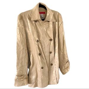 ANNE KLEIN Metallic Gold Lined Jacket  Trench Style Vintage